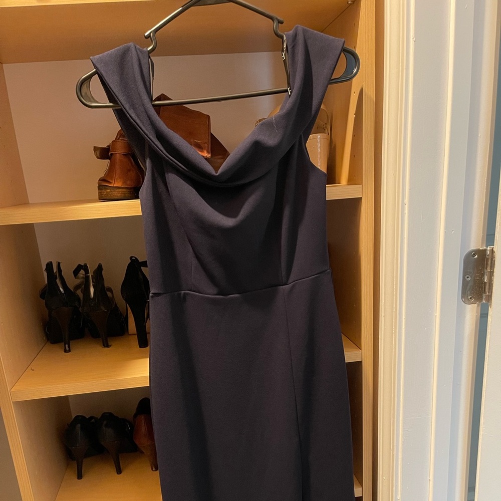 Lulus Aveline Navy Blur Off-the-shoulder Maxi Dress